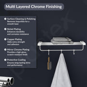 Plantex Smero Pure Brass 24 inch Towel Rack for Bathroom/Towel Stand/Hanger/Towel Holder/Towel Bar/Bathroom Accessories - Arrete (Chrome)
