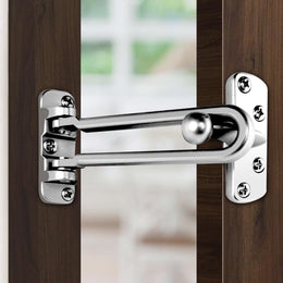 Plantex Heavy Duty Swing Bar Lock/Door Safety Guard with High Security Auxiliary Lock for Home/Office/Hotel - Pack of 3 (SH-42, Silver, Chrome Finish)