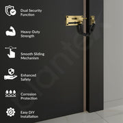 Plantex Door Chain with Baby Latch/Door Chain Lock for Main Door/Latch Lock for Door/Heavy Duty Door Safety Guard Lock for Home, Hotel & Office Security â€“ Pack of 1 (DTK-294-Brass Antique)