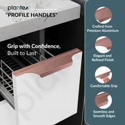 Plantex Profile Handle for Kitchen Cabinet/8 Inch Alluminium Drawer Profile Handle/Wardrobe Pull Handle for Home/Office/Hotel - Pack of 3 (Rose Gold)