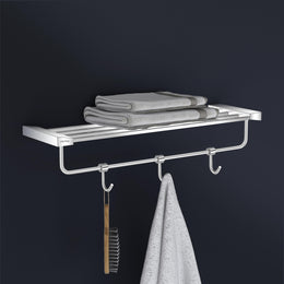 Plantex Smero Pure Brass 24 inch Towel Rack for Bathroom/Towel Stand/Hanger/Towel Holder/Towel Bar/Bathroom Accessories - Arrete (Chrome)