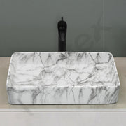 Plantex Ceramic Washbasin for Bathroom/Table Top Marble Finish Basin/Countertop Wash Basin for Home/hotel/Restaurant (24 x 13 x 5 Inch)