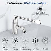 Plantex Lab Pillar Cock for Bathroom/Pillar Cock for Wash Basin with Teflon Tap - Pack of 1 (AC05, Chrome)