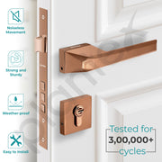 Plantex Door Handle for Home Main Door/Door lock with handle/Mortise Lock with 3 computerized Brass keys/14 inch Pull-Push Handle/Door Hardware - Combo (Rose Gold)