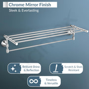 Plantex 304 Grade Stainless Steel Towel Rack for Bathroom/Towel Stand/Hanger/Bathroom Accessories - Niko (24 Inch-Chrome)