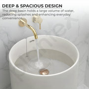 Plantex Pedestal Wash Basin/Acrylic Resin & Quartz Free Standing Wash Basin/Round Basin for Bathroom/Home/Office/Restaurant- (10056, Beige & Brown)