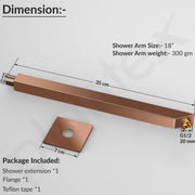 Plantex 18-Inch Shower Arm for Overhead Shower/Stainless Steel Shower Pipe/Wall Mount Bathroom Fitting with ½-Inch Thread - Pack of 1 (Rose Gold)