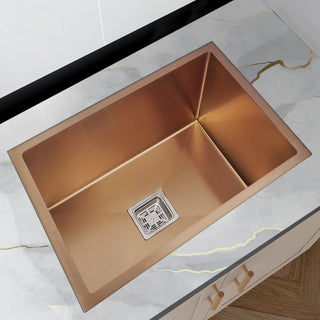 Plantex Stainless Steel Kitchen Sink/Single Bowl Handmade Kitchen Sink with Multi-Functional Drying Rack, Hose Pipe and Square Coupling – Rose Gold Finish (24 x 18 inches)