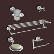 Plantex 304 Grade Stainless Steel Bathroom Accessories Set of 5 - Towel Stand/Napkin Ring/Soap Dish/Toothbrush Holder/Robe Hanger - Skyllo (Chrome)