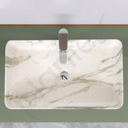 Plantex Ceramic Wash Basin for Bathroom / Tabletop WashBasin / WashBasin/Basin for Bathroom/ Restaurant, Hotel (Marble Finish, 24 x 13 x 5 Inch)