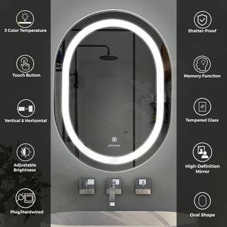 Plantex LED Bathroom Mirror with 3 Tone/Designer Mirror for Living Room/Bedroom/Dressing Room - Capsule Shape (18 X 24 Inch)