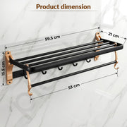 Plantex Aluminium Towel Rack for Bathroom/Towel Holder/24inch Towel Hanger/Bathroom Accessories - Pack of 1 (Black & Gold)