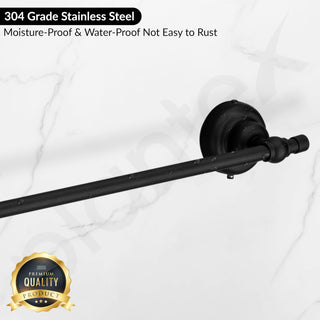 Plantex 304 Grade Stainless Steel 24 inch Towel Hanger for Bathroom/Single Towel Rod/Holder/Bar/Bathroom Accessories - Skyllo (Black)