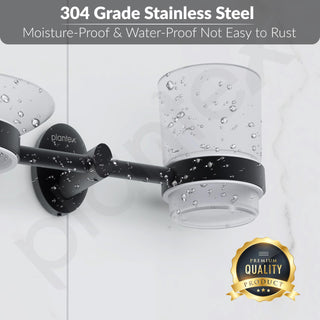 Plantex 304 Grade Stainless Steel Soap and Brush Holder Stand for Bathroom and Wash Basin/Bathroom Accessories - Oreva (Black)