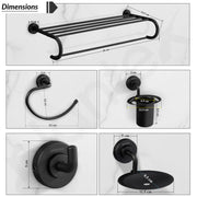 Plantex 304 Grade Stainless Steel Bathroom Accessories Set of 5 - Towel Stand/Napking Holder/Soap Holder/Toothbrush Holder/Robe Hanger - Daizy (Black)