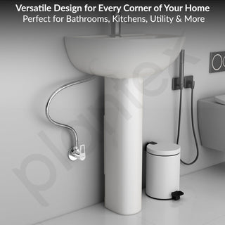 Plantex Pure Brass Angular Stop Cock/Stop Cock for Bathroom/Angular Valve for Wash Basin Connection with Brass Wall Flange & Teflon Tape - Pack of 1 (3205, Chrome)