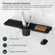 Plantex Double Soap Dish with Tumbler Holder/Acrylic Soap Stand with Tumbler for Bathroom/Soap Holder/Bathroom Accessories - Pack of 1 (VIB-119, Black)