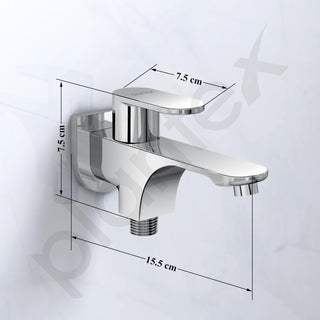 Plantex Two Way Bib Cock Taps Compatible for Washing Machine with Water Saving Nozzle Attachment/2 in 1 Bib Tap with Brass Wall Flange and Teflon Tape- (Orna-Chrome)