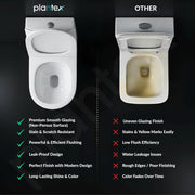 Plantex Ceramic Commode For Toilet/One Piece Western Commode With Rimless Siphonic Flush/Commode With Soft Closing Toilet Seat - S Trap - (Hexa, White)