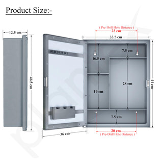 Plantex Bathroom Cabinet with Mirror/ABS Bathroom Storage Organiser/Multipurpose Shelf/Wall Mount Mirror Cabinet for Wash Basin (14x18 Inch, Grey)