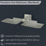Plantex Stainless Steel Double Soap Holder for Bathroom/Soap Case/Dual Soap Dish/Soap Storage/Bathroom Accessories - Aqua (Satin)