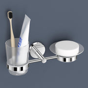 Plantex 304 Grade Stainless Steel Soap and Brush Holder Stand for Bathroom and Wash Basin/Bathroom Accessories - Oreo (Chrome)