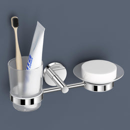 Plantex 304 Grade Stainless Steel Soap and Brush Holder Stand for Bathroom and Wash Basin/Bathroom Accessories - Oreo (Chrome)