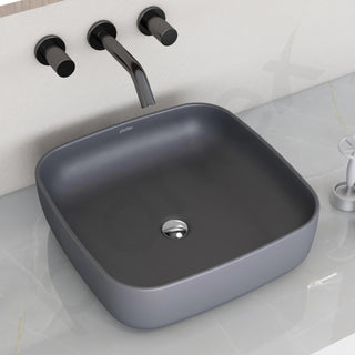 Plantex Premium Tabletop Ceramic Square Wash Basin/Countertop Bathroom Sink (Smoke, 16 x 16 x 5 Inch)