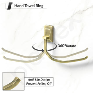 Plantex 304 Stainless Steel Rotatable Towel Hanger for Washbasin/Towel Ring for Bathroom/Towel Hanger/Napkin Holder/Bathroom Accessories - Crystal (Brass Antique)