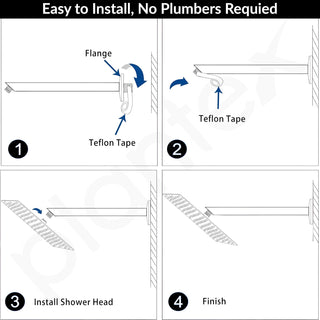 Plantex 12-Inch Shower Arm for Overhead Shower/Stainless Steel Shower Pipe/Wall Mount Bathroom Fitting with ½-Inch Thread - Pack of 1 (Chrome)