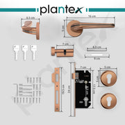 Plantex Heavy Duty Door Lock - Main Door Lock Set with 3 Keys/Mortise Door Lock for Home/Office/Hotel (7077 - PVD Choco & Satin Black Matt)