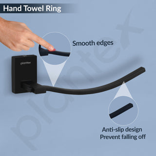 Plantex 304 Grade Stainless Steel Towel Ring for Wash Basin/Napkin Hanger/Towel Hanger/Napin Holder/Bathroom Accessories - Senso (Black)