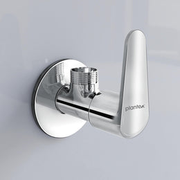 Plantex Pure Brass Angle Valve for Bathroom with Wall Flange and Teflon Tape/Angle Cocke for Wash Basin/Kitchen(DOL-2304, Chrome)