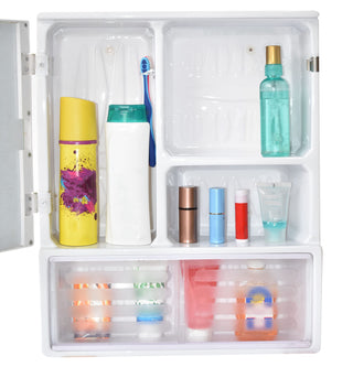 Plantex Forever Multi-Purpose Plastic Bathroom Cabinet with Mirror Door/Bathroom Accessories(C-113-White)