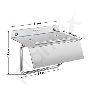 Plantex Stainless Steel Toilet Paper Holder/Toilet Paper Roll Holder/Tissue Paper Roll Holder with Mobile Stand for Bathroom Accessories - (Chrome)