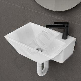 Plantex Platinum Ceramic Wall Mounted Basin/Corner Basin/Wash Basin for Bathroom/Wall Hung Washbasin/Sink for Restaurant, Hotel/10 Years Glaze Warranty by Plantex (Candy -15 x 11 x 5 Inch)