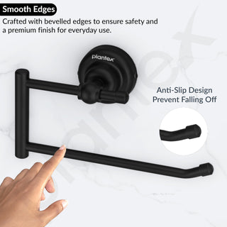 Plantex 304 Grade Stainless Steel Towel Hanger for Bathroom/Napkin Hanger for Kitchen/Towel Ring/Bathroom Accessories - Skyllo (Black)