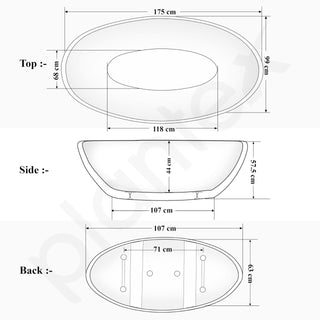 Plantex Freestanding Bathtub For Bathroom/Bath tub for Adults/Deep Soaker Bathtub with Overflow,Popup and Drain Pipe (BSM-223-White -1700mm)