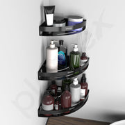 Plantex Corner Shelf for Bathroom Wall/Self Adhesive Bathroom Corner Shelf/Bathroom Organizer Without Drill - Pack of 3 (Black)