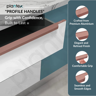 Plantex Profile Handle for Kitchen Cabinet/32 Inch Alluminium Drawer Profile Handle/Wardrobe Pull Handle for Home/Office/Hotel - Pack of 3 (Rose Gold)