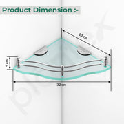 Plantex Glass Corner Shelf for Bathroom Wall/Kitchen Corner Shelf/Bathroom Glass Shelf-Flower Shape (Transparent -9x9 Inches - Pack of 3)