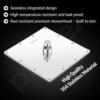Plantex Stainless Steel Shower Head for Bathroom/8 x 8 inche Square Overhead Shower without Arm/Adjustable Bathroom Shower-(Elegance-Chrome)