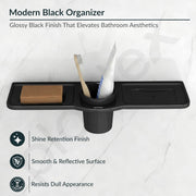 Plantex Double Soap Dish with Tumbler Holder/Acrylic Soap Stand with Tumbler for Bathroom/Soap Holder/Bathroom Accessories - Pack of 1 (VIB-119, Black)