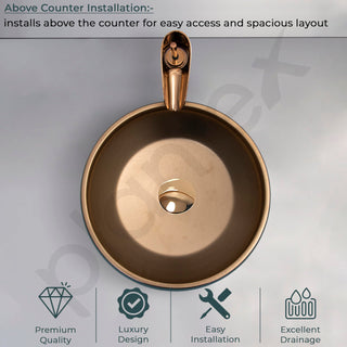 Plantex Ceramic Round Washbasin for Bathroom/Designer Tabletop Wah Basin/Counter Top Basin/Vessel Sink for Hotel/Restaurant/Living Room(NC-642,16 x 16 x 6.5 Inch)