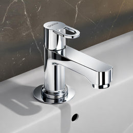 Plantex Pillar Cock Water Tap/Pure Brass Pillar Cock for Wash Basin with Teflon Tape/Single Lever Tabletop Basin Tap - (Flip, Chrome)