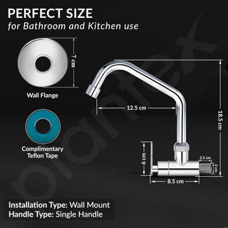 Plantex LEA-710 Pure Brass Kitchen Sink Tap with Brass Wall Flange and Teflon Tape/360° Swivel Spout Tap for Kitchen Sink -7 Year Warranty by Plantex (Mirror Chrome)