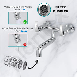 Plantex Pure Brass Non Telephonic Wall Mixer with Water Saving Nozzle/Hot and Cold Water Tap with Brass Wall Flange and Teflon Tape-7 Year Warranty (COL-1016-Chrome)