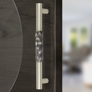Plantex Aura Stainless Steel Main Door Handle for Glass & Wooden Doors - Pull Handle, Satin White & Grey Finish (14 Inch, Pack of 1)