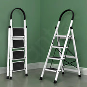 Plantex Steel Ladder for Home/Strong Foldable Wide 4 Step Ladder/Anti-Skid 4 Step Ladder - (Apex - White)