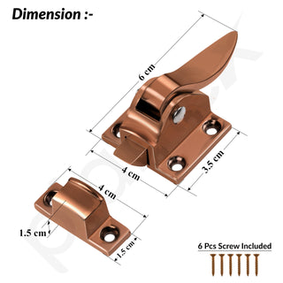 Plantex Cabinet Latch – Heavy-Duty Hatch Case Bolt for Storage Units, Toolboxes, Kitchen Cabinets & Cupboards - Pack of 6 (Rose Gold)